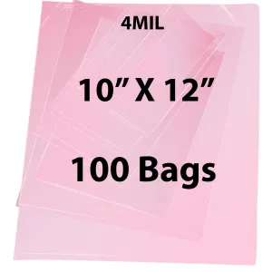 10X12 inches Pink Anti Static Bags 4 Mil Flat