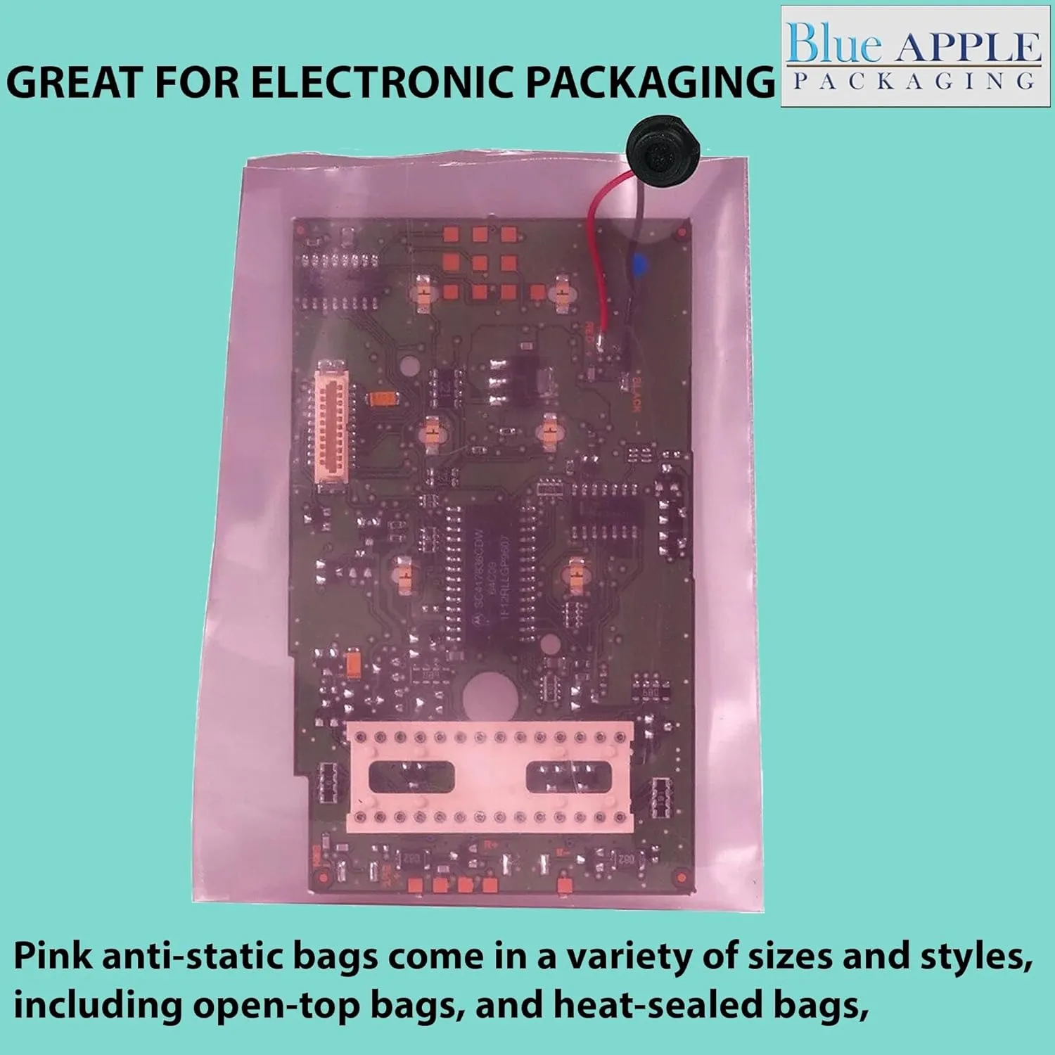 12X15 inches Pink Anti Static Bags 4 Mil Flat