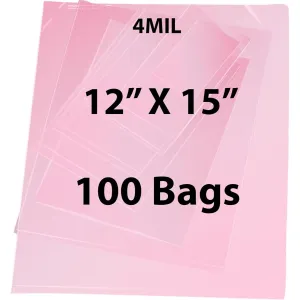 12X15 inches Pink Anti Static Bags 4 Mil Flat
