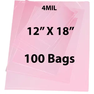 12X18 inches Pink Anti Static Bags 4 Mil Flat