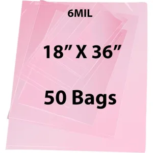 18X36 inches Pink Anti Static Bags 6 Mil Flat