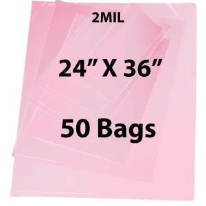 24X36 inches Pink Anti Static Bags 2 Mil Flat