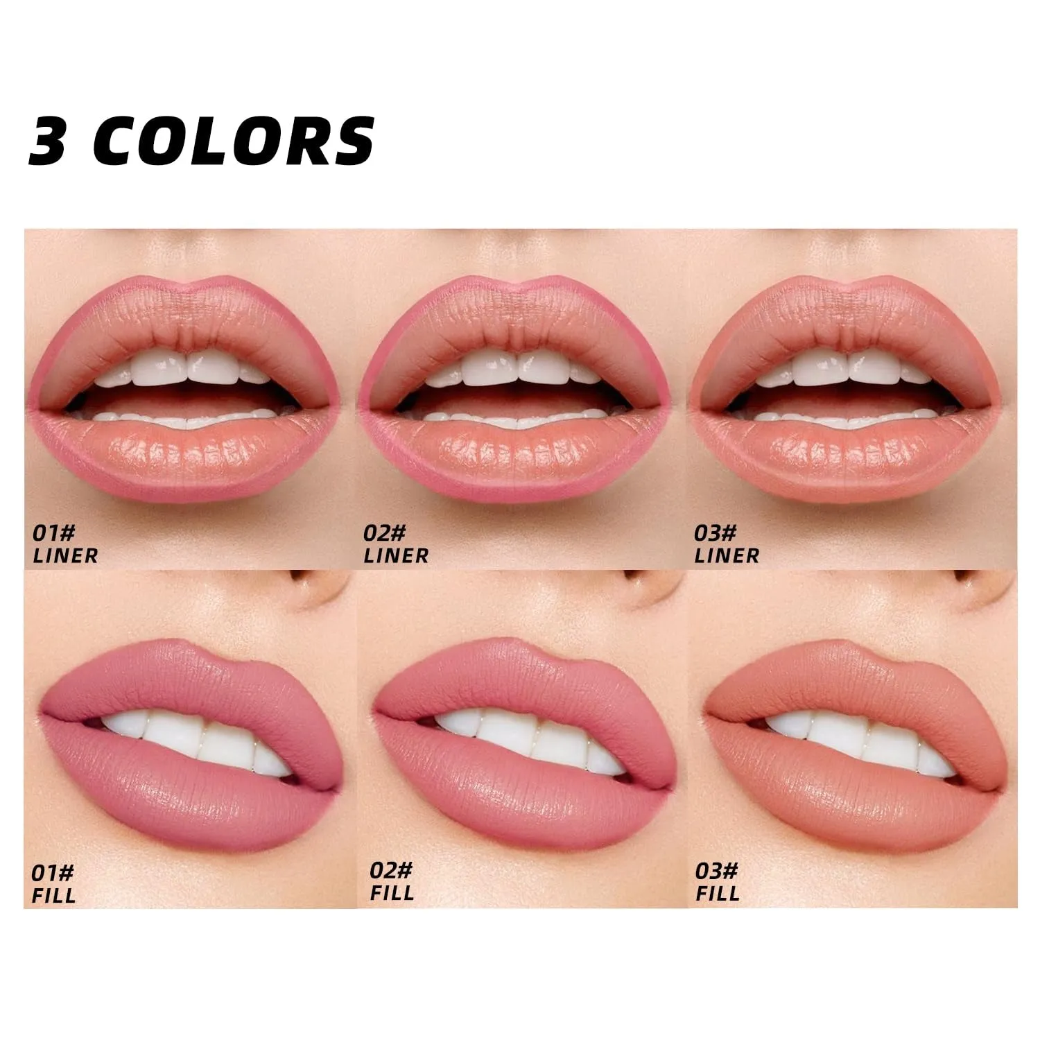 3-Pc Peel off Lip Liner Stain Set, Tattoo Peel off Lipliner, Matte Finish, Waterproof, Nude Matte Lip Contour for Women Makeup, Precise Lip Definition, Gift Set