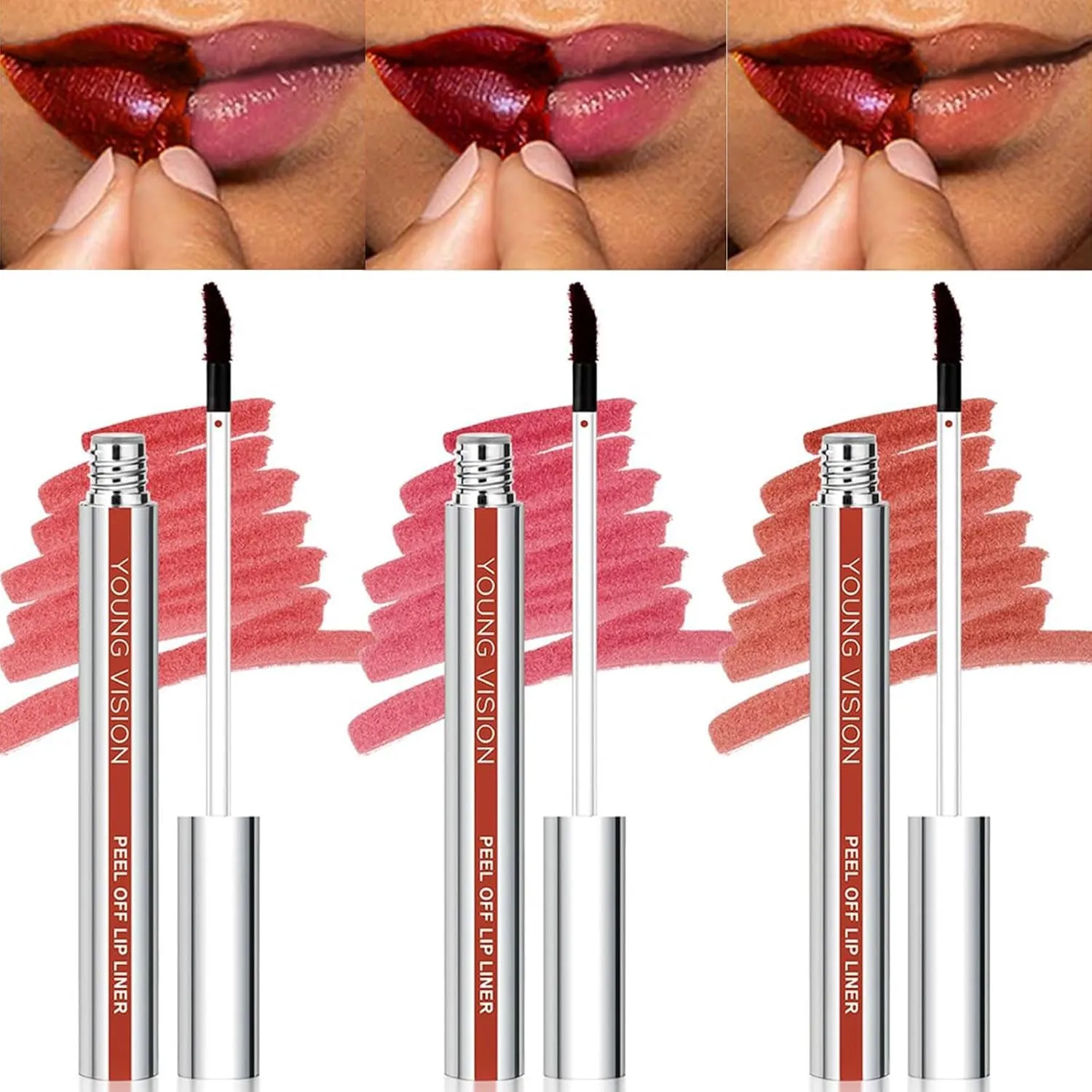 3-Pc Peel off Lip Liner Stain Set, Tattoo Peel off Lipliner, Matte Finish, Waterproof, Nude Matte Lip Contour for Women Makeup, Precise Lip Definition, Gift Set