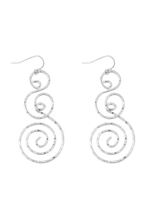 3 ROUND SWIRL TEXTURED DROP EARRINGS