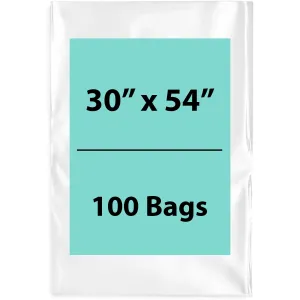 30X54 inches Clear Flat Poly Bags 4Mil Open Top (LDPE)