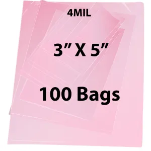 3X5 inches Pink Anti Static Bags 4 Mil Flat