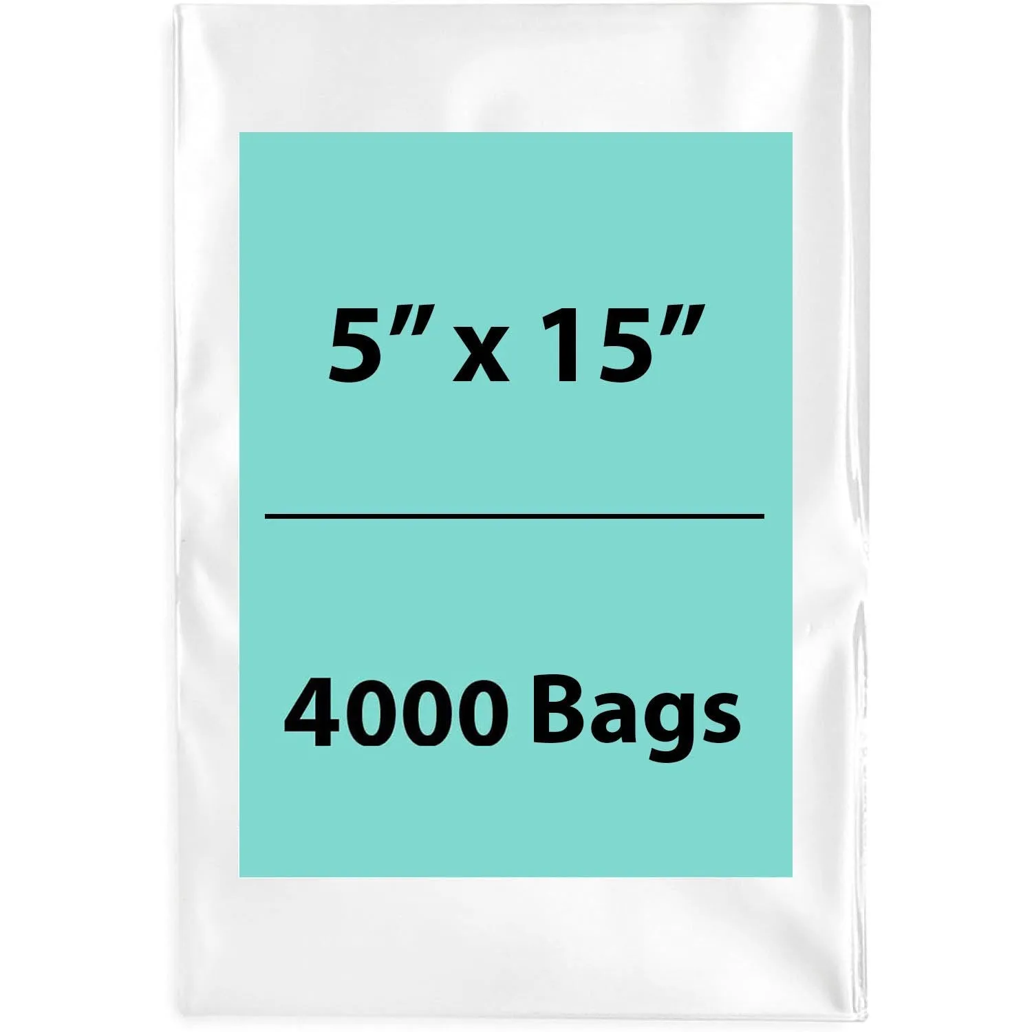 5X15 inches Clear Flat Poly Bags 2Mil Open Top (LDPE)