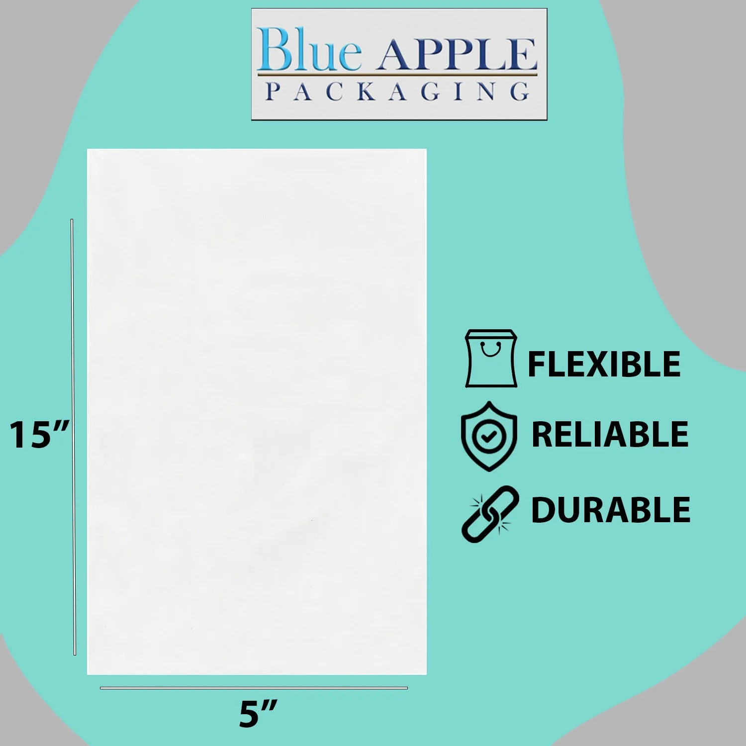 5X15 inches Clear Flat Poly Bags 2Mil Open Top (LDPE)