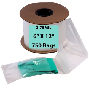 6X12 Inches Kwik-Fill® Pre-Opened Poly Bags on Roll 2.75 Mil AutoBags 750/RL