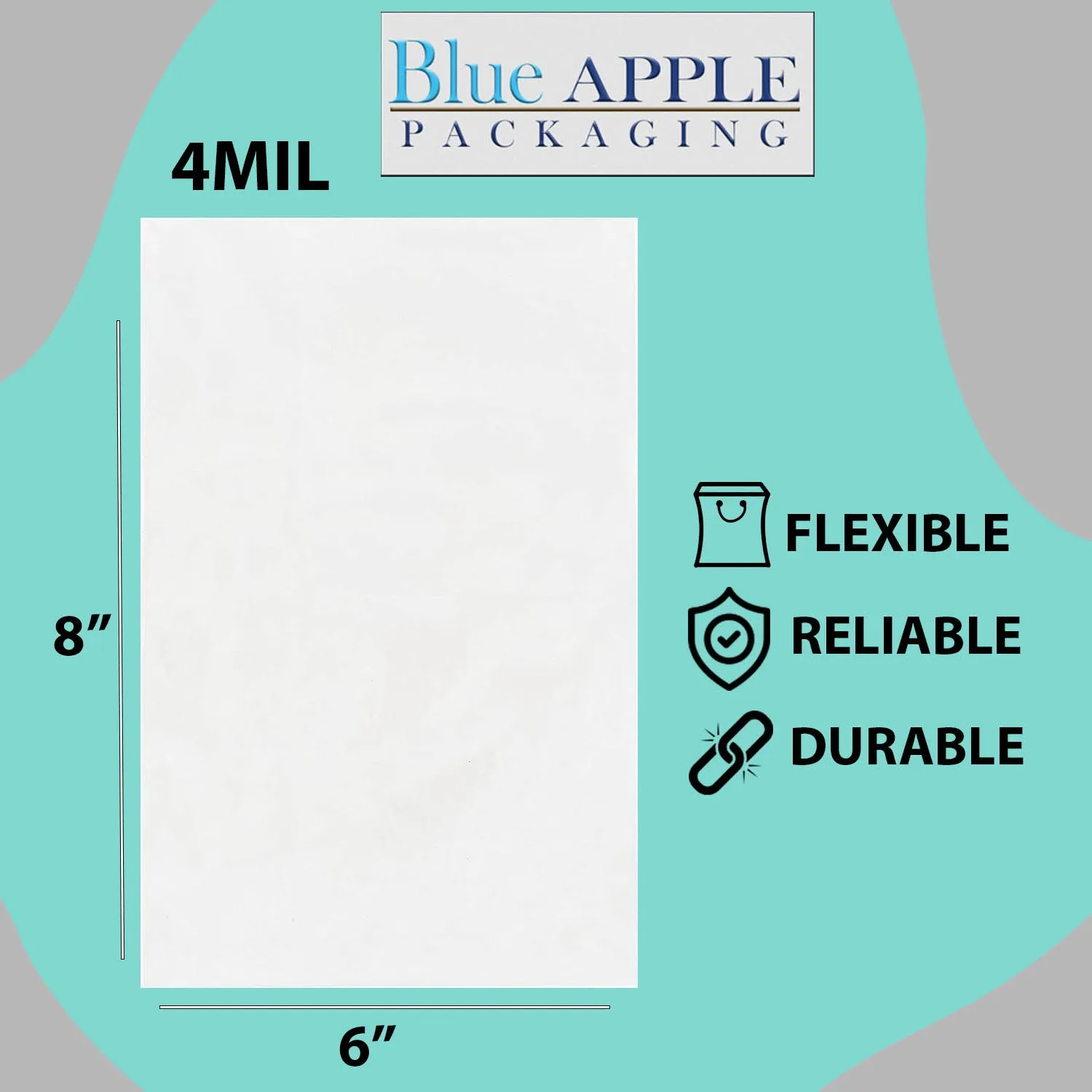 6X8 inches Clear Flat Poly Bags 4Mil Open Top (LDPE)
