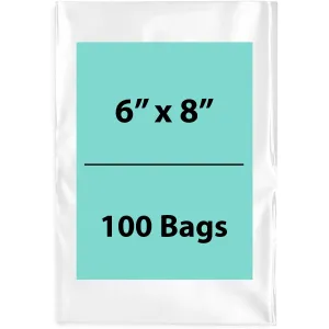 6X8 inches Clear Flat Poly Bags 4Mil Open Top (LDPE)