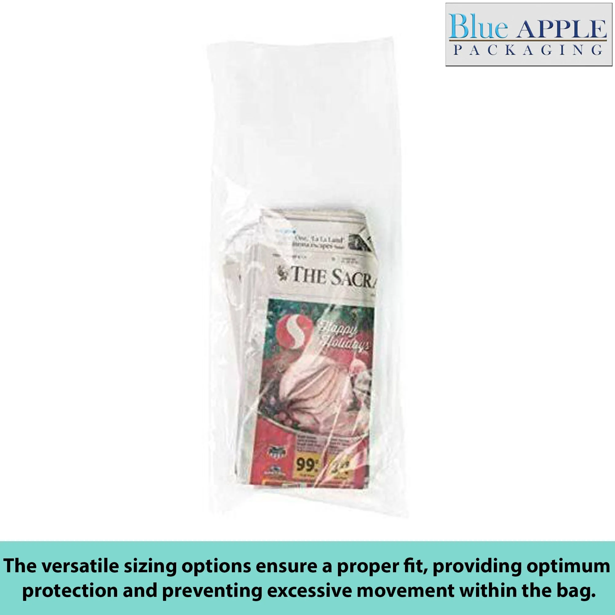 7.5X21 inches Clear Newspaper Bags 0.65 Mil Polypropylene
