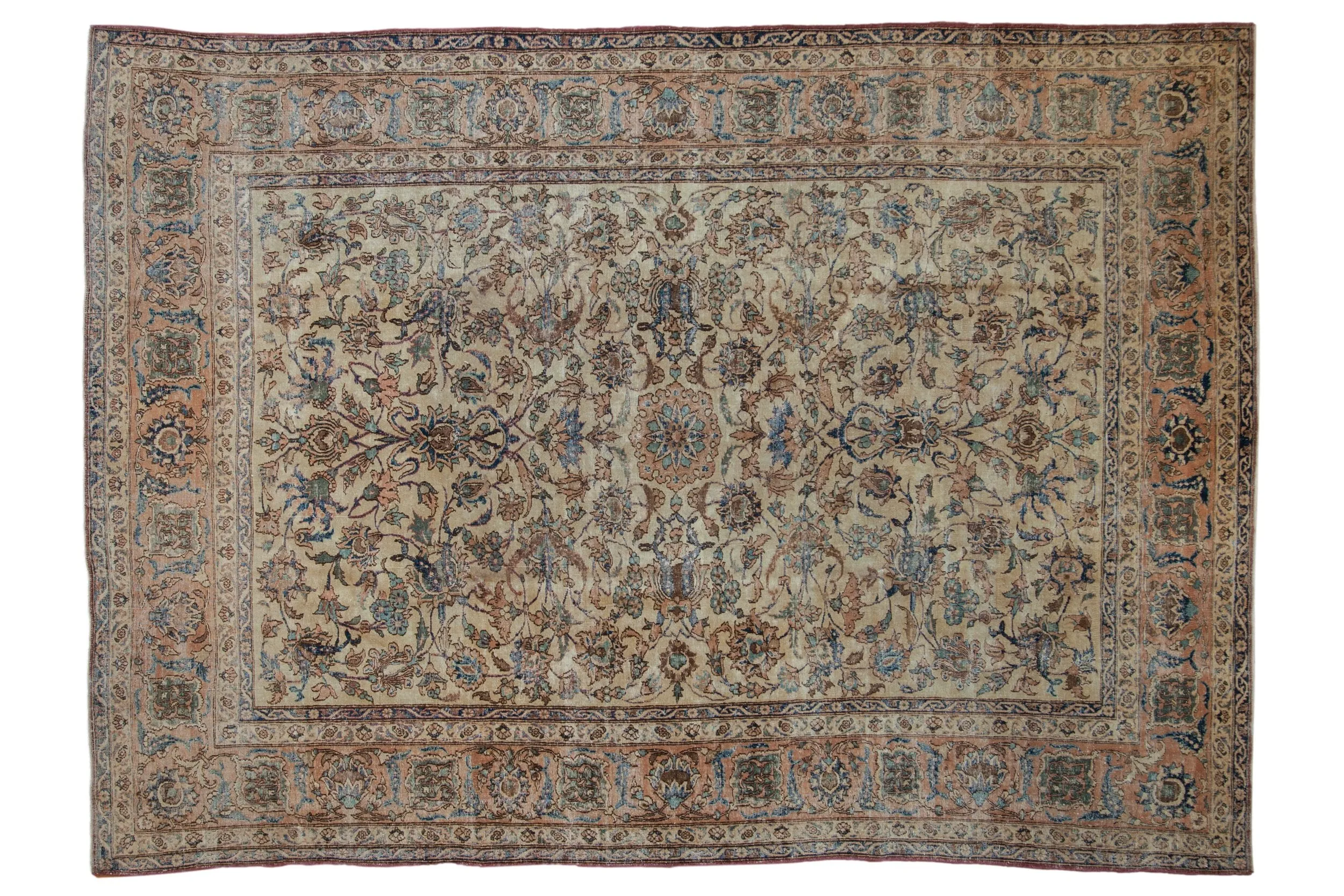 7x9.5 Vintage Distressed Isfahan Carpet