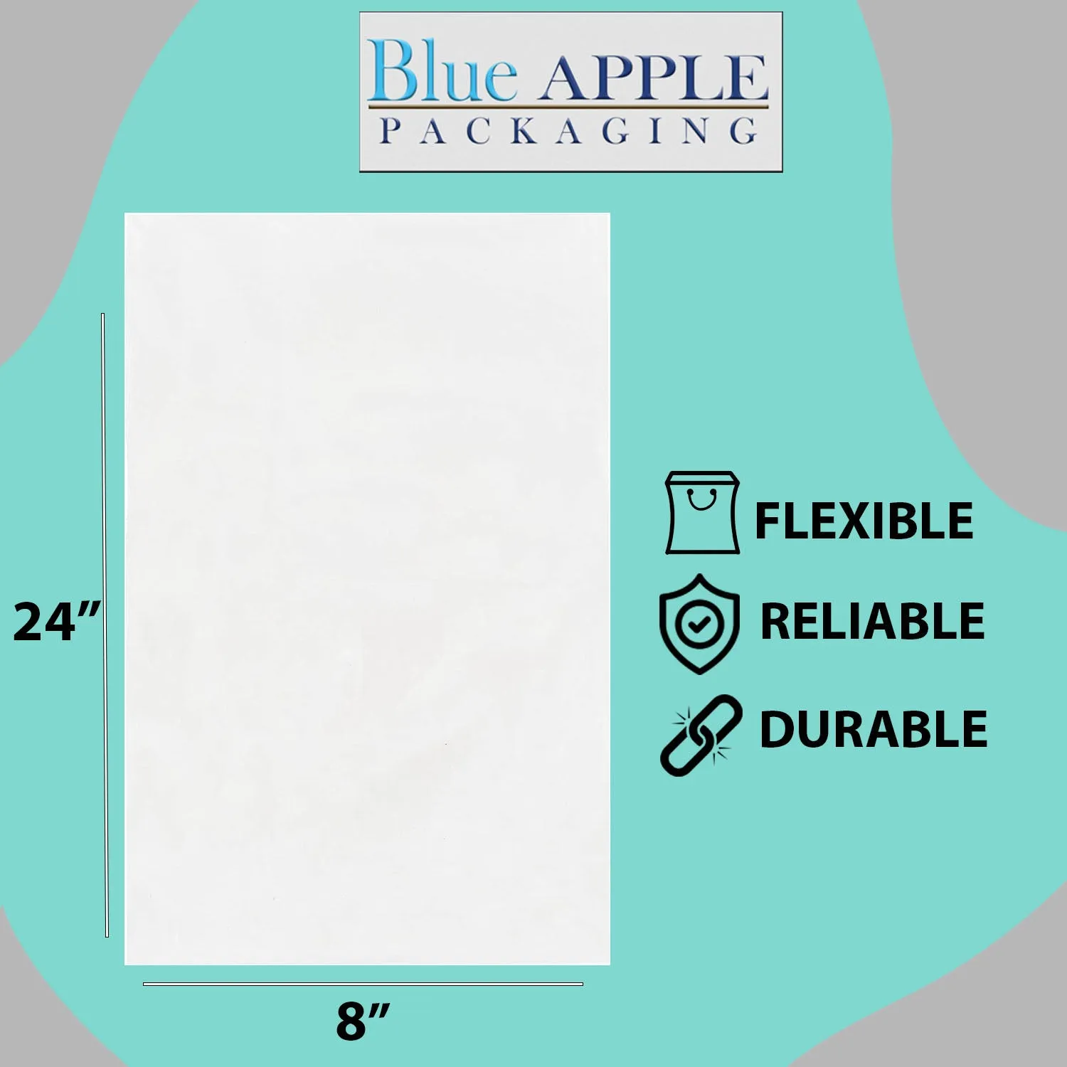 8X24 inches Clear Flat Poly Bags 2Mil Open Top (LDPE)