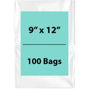 9X12 inches Clear Flat Poly Bags 6Mil Open Top (LDPE)