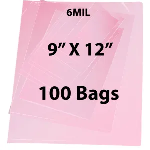 9X12 inches Pink Anti Static Bags 6 Mil Flat