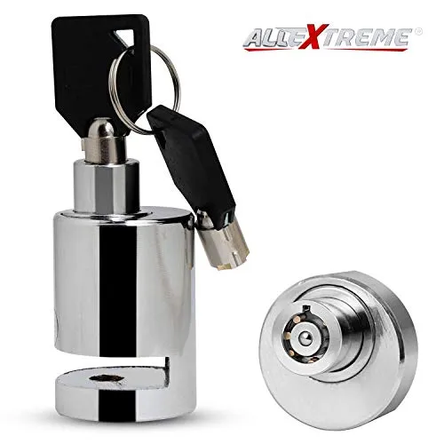 Allextreme EXHDBL1 Stainless Steel Heavy Duty Painted Finish Disc Brake Anti Theft 7mm Pin Wheel Locking Security Lock for Bike and Motorcycle (Chrome )