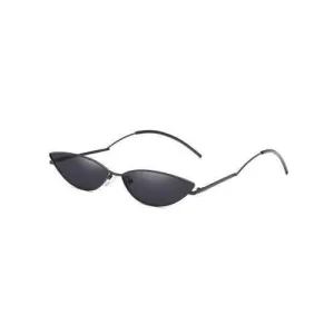 Anti Fatigue Metal Full Frame Clear Lens Catty Sunglasses - Black