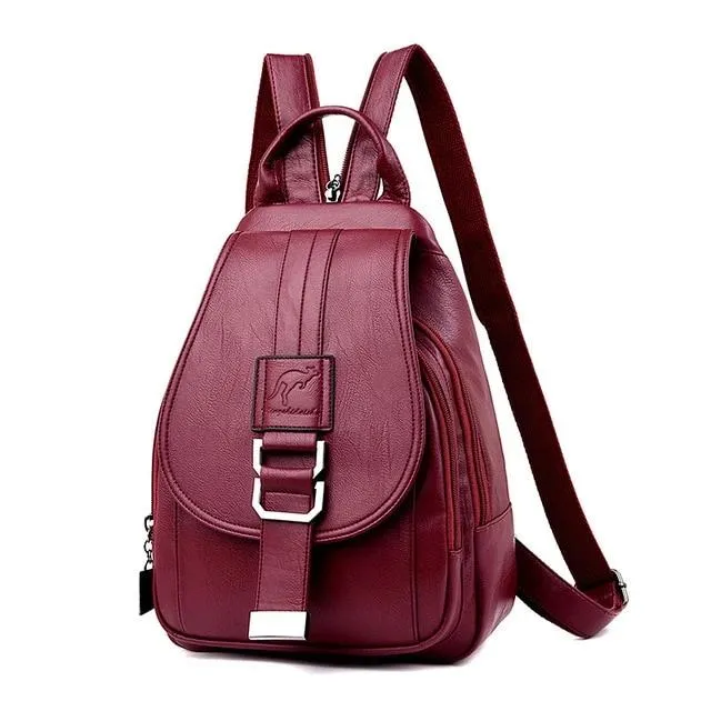 Anti Theft Leather Backpack