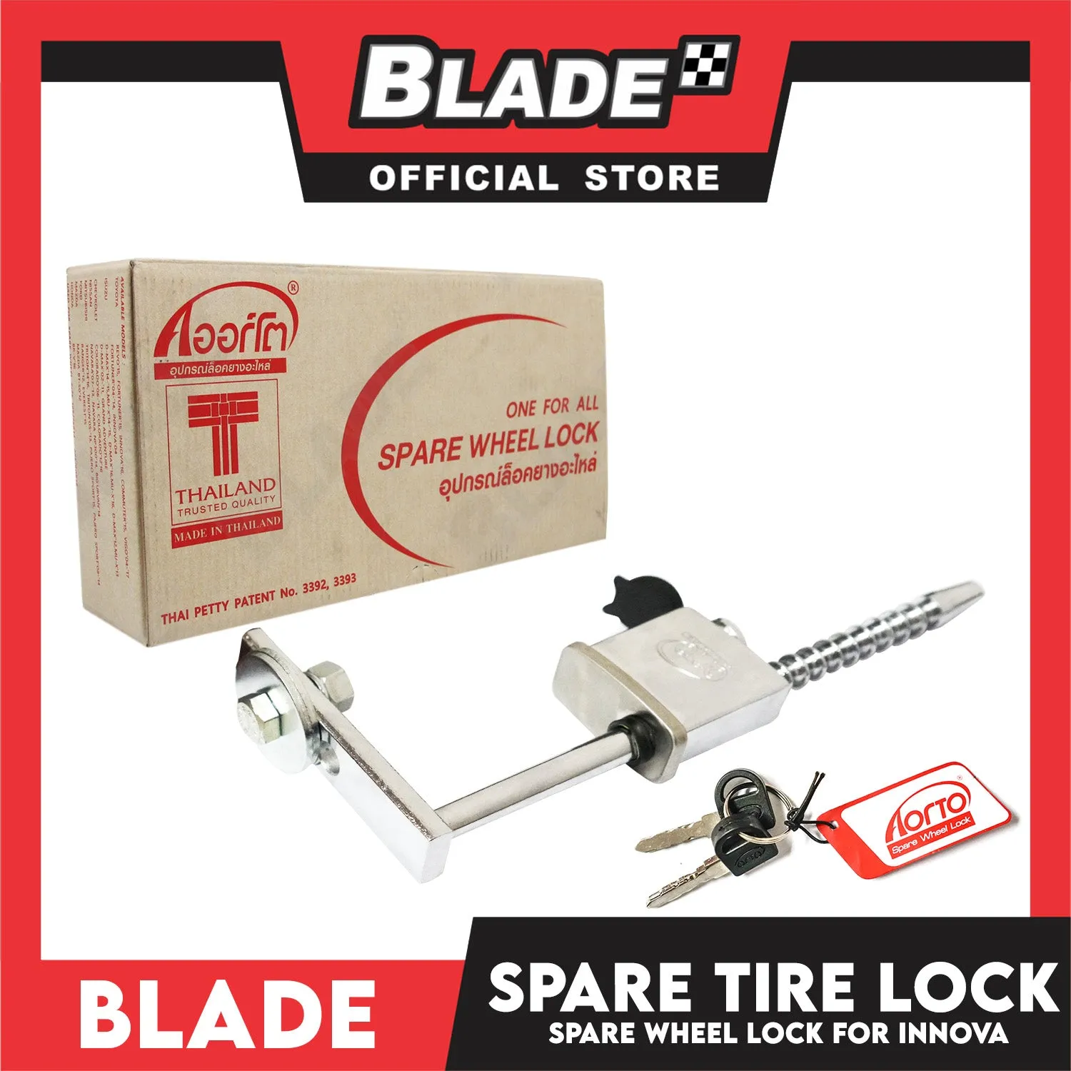Aorto Spare Tire Lock with 2 Security Key for Innova