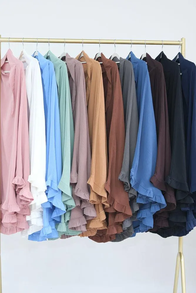 Ayman One Layer Ruffle Edge Khimar Hijab in Taro