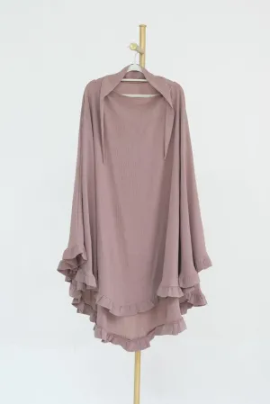 Ayman One Layer Ruffle Edge Khimar Hijab in Taro