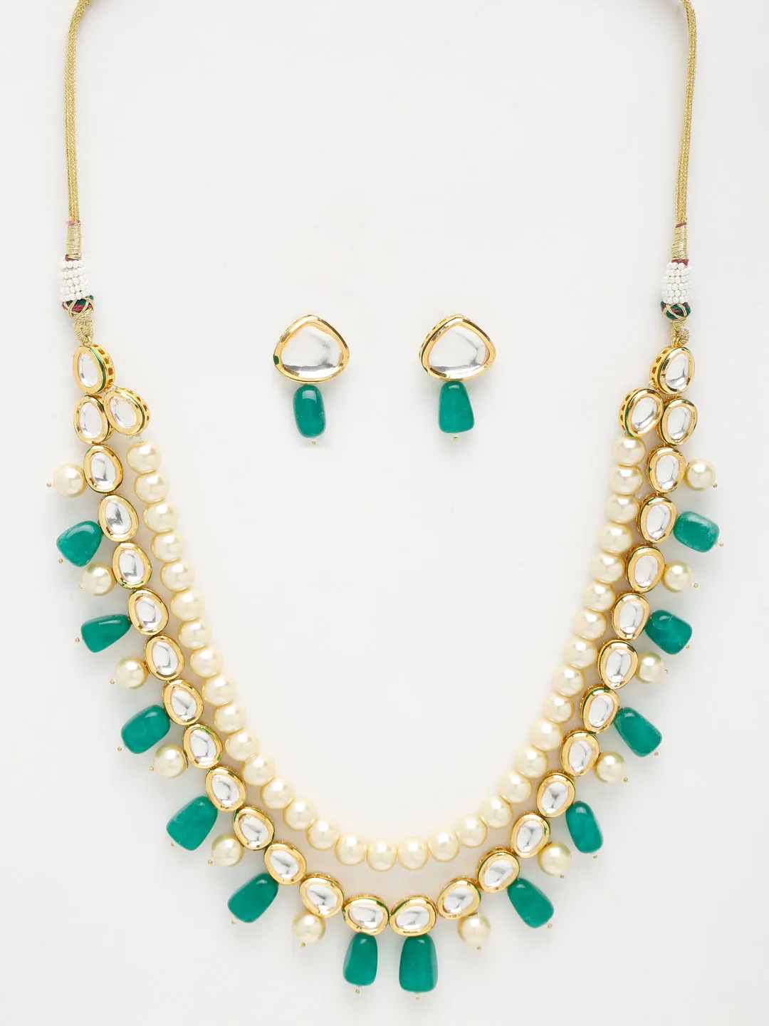Beautiful Precious Long Kundan Necklace With Earrings
