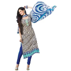 Beige Semi Stitched Salwar Suits/Kameez Set 3308B