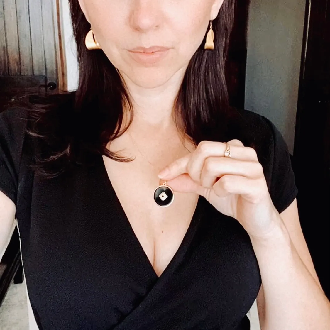 Black Onyx & Mother of Pearl Reversible Necklace
