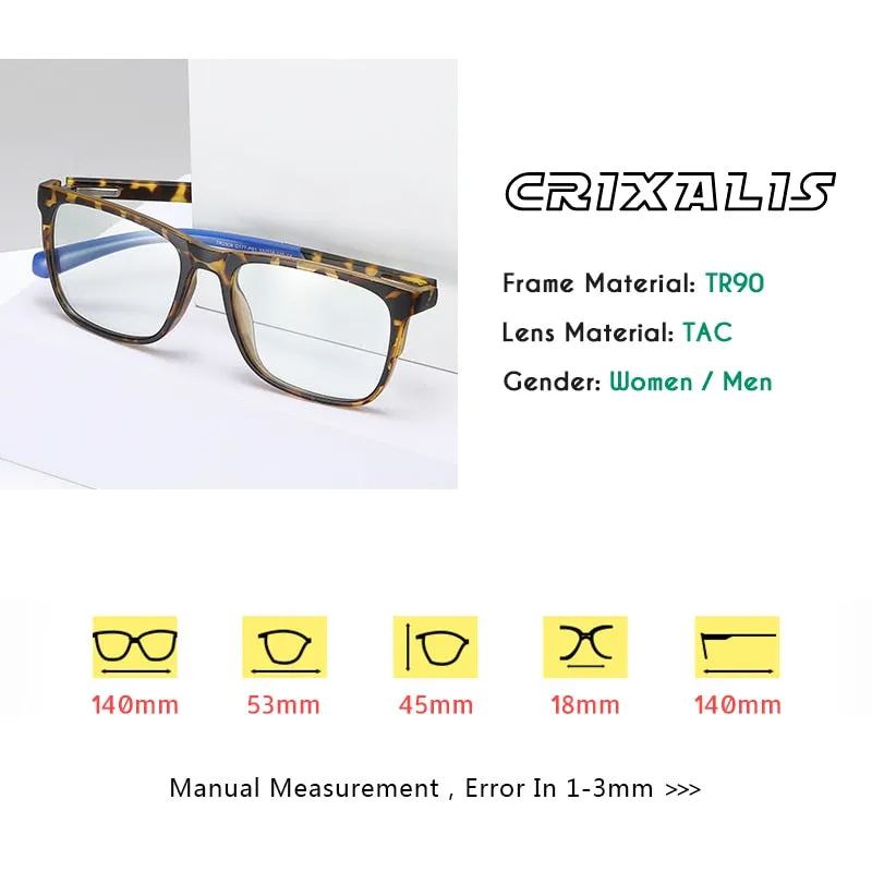 Blue Light Blocking Glasses Men Fashion Square Reading Optics Eyeglasses Frame Women Computer Eyewear