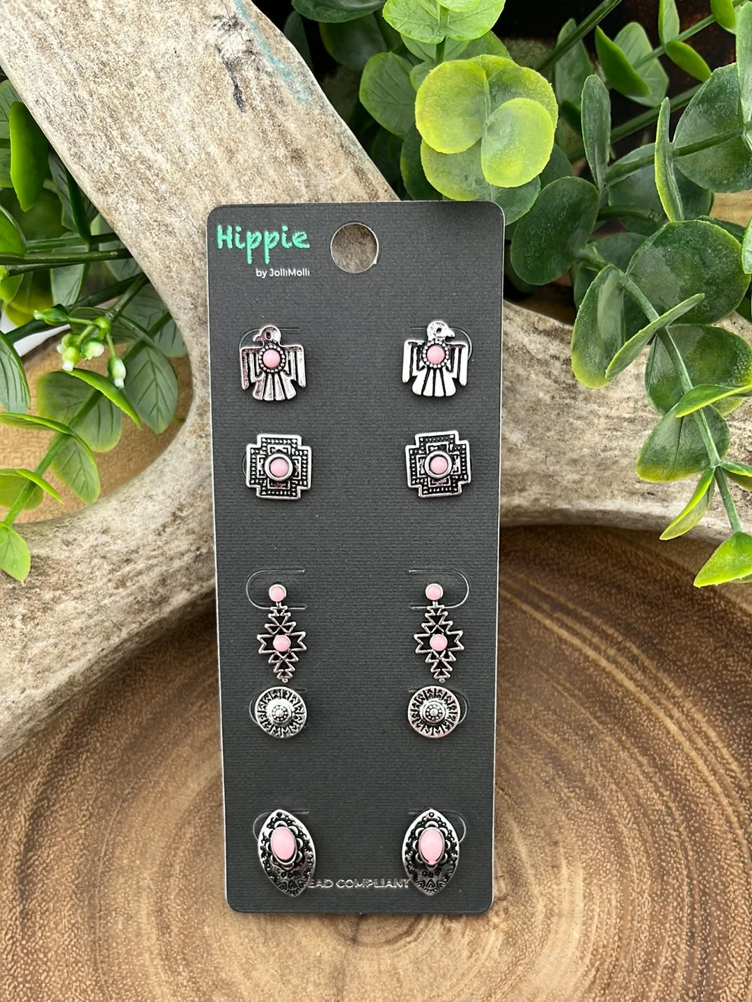 Bosque Aztec Thunderbird Stud Earring Set - 5 pairs