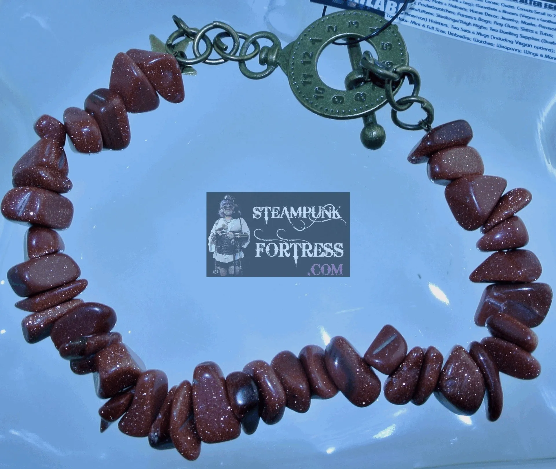 BRASS GOLDSTONE BROWN GEMSTONES STONES CHIPS BRACELET SET AVAILABLE STARR WILDE STEAMPUNK FORTRESS