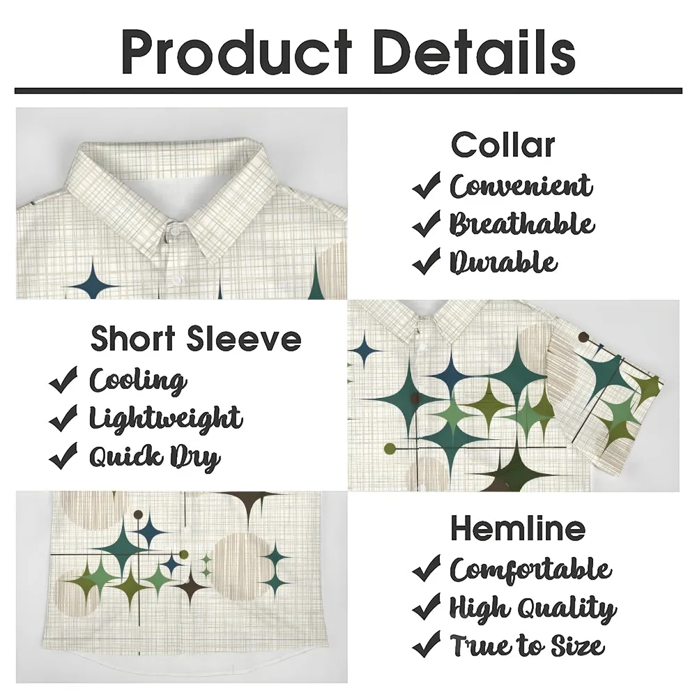 Breast Pocket Geometry Texture Casual Short Sleeve Shirt 2402000019