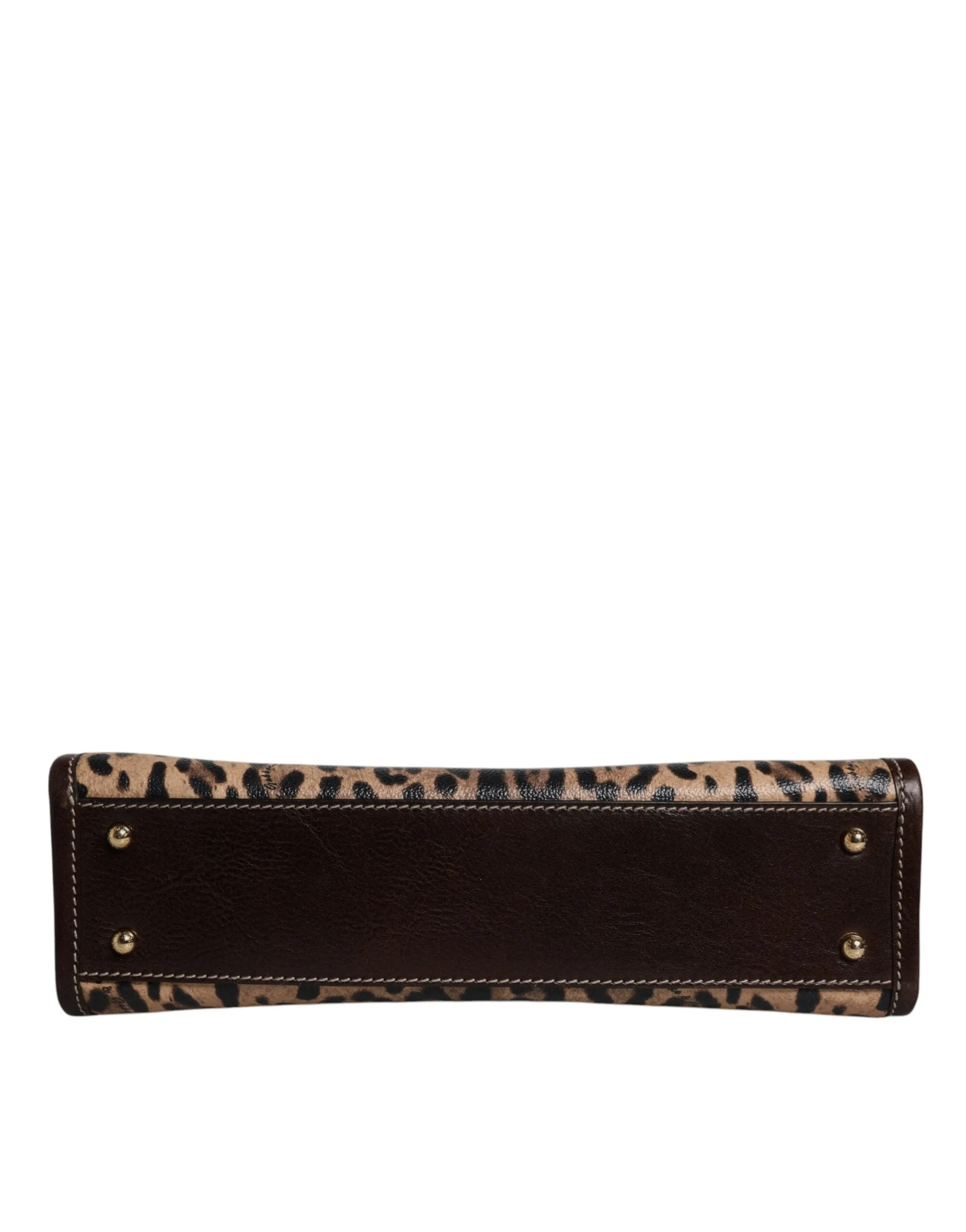 Brown Leopard Leather Shoulder Strap Tote Bag