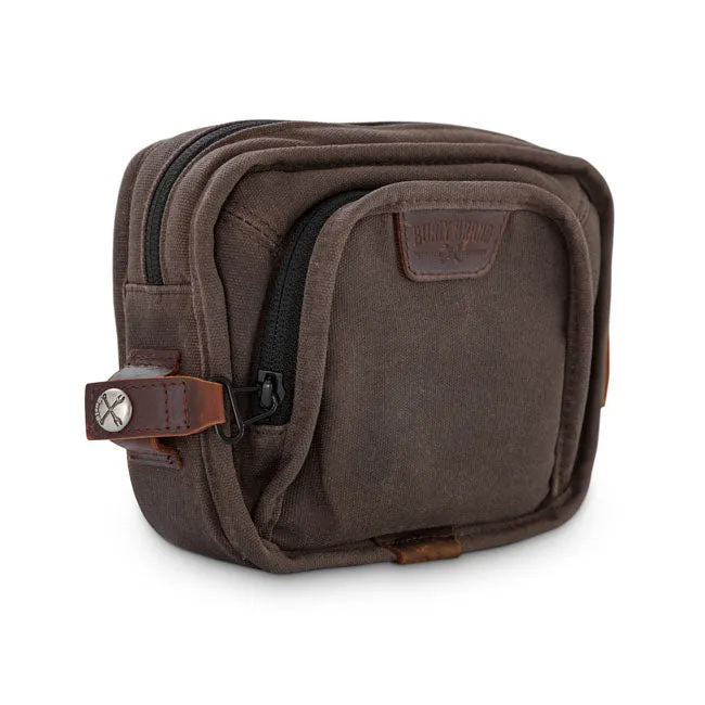 BURLY VOYAGER HANDLEBAR BAG, DARK OAK WET WAXED CANVAS
