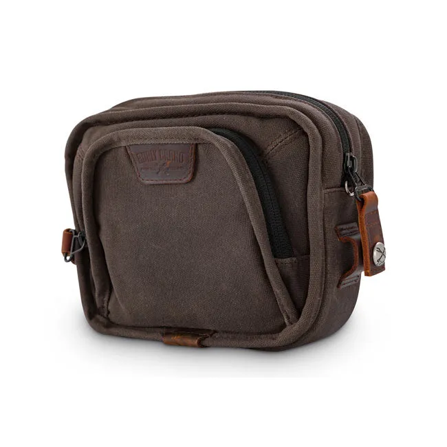 BURLY VOYAGER HANDLEBAR BAG, DARK OAK WET WAXED CANVAS