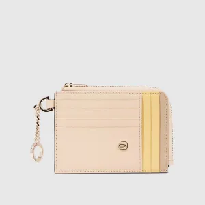 Bustina Piquadro Porta Monete e Porta CC con Portachiavi Circle Rosa e Giallo