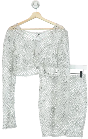 By Esme Rose White Crochet Knit Top and Skirt Set UK 10