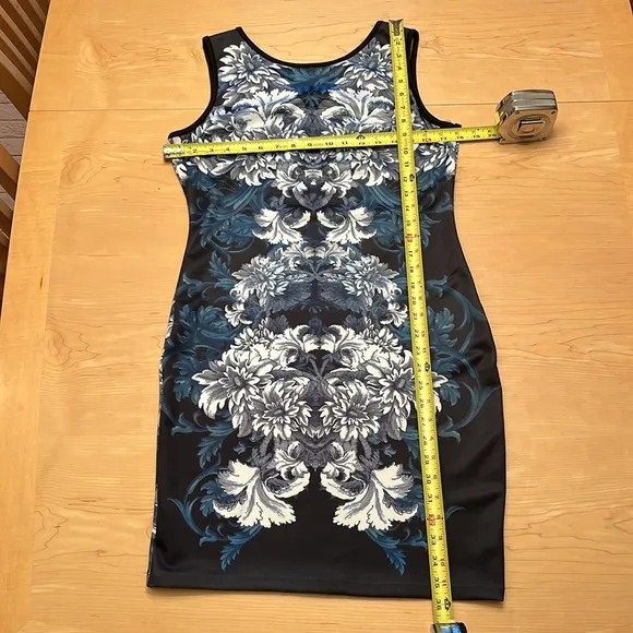 Cache Indigo Tudor Floral Summer Sheath Dress Sz L