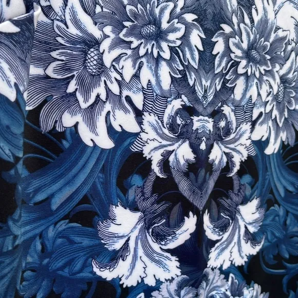 Cache Indigo Tudor Floral Summer Sheath Dress Sz L