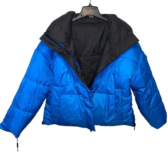 Calvin Klein Reversible Oversized Zip-up Puffer Jacket -black/blue Large