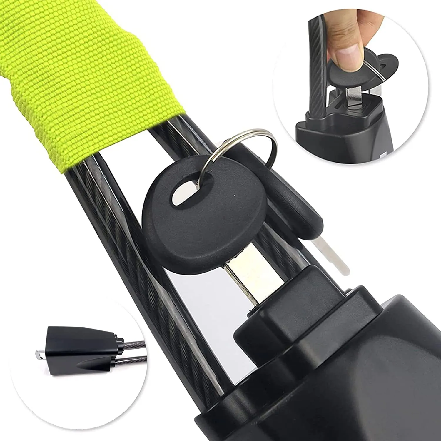 Car Steering Wheel Lock Seat Belt Lock with 4pcs GPS Tracking Sticker, Sturdy Car Security Anti Theft Car Device, Steering Wheel Lock Anti-Theft Device   2 Keys Universal Fit Truck/SUV/Van