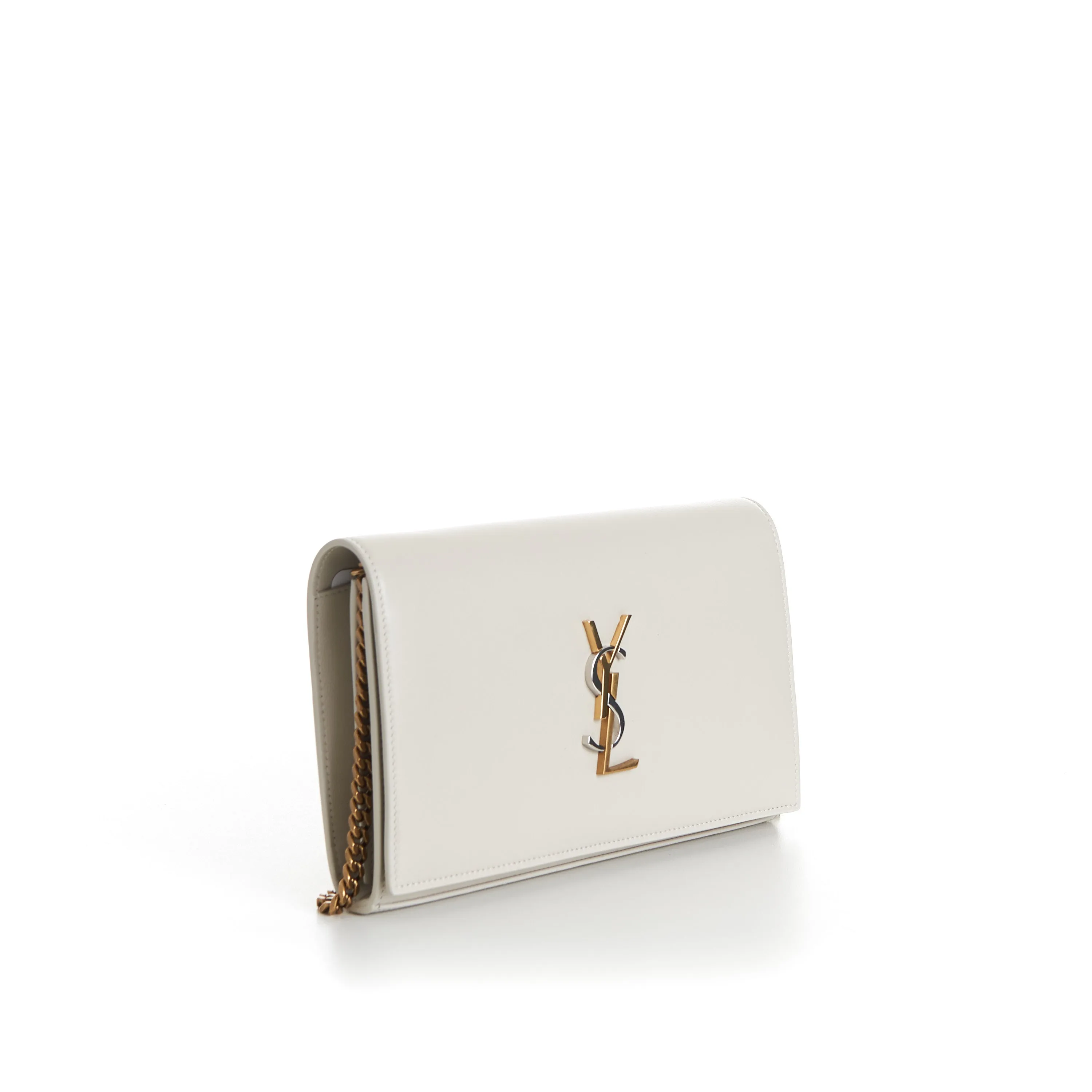 Cassandre Chain Wallet - Shiny Vintage Blanc Leather, YSL