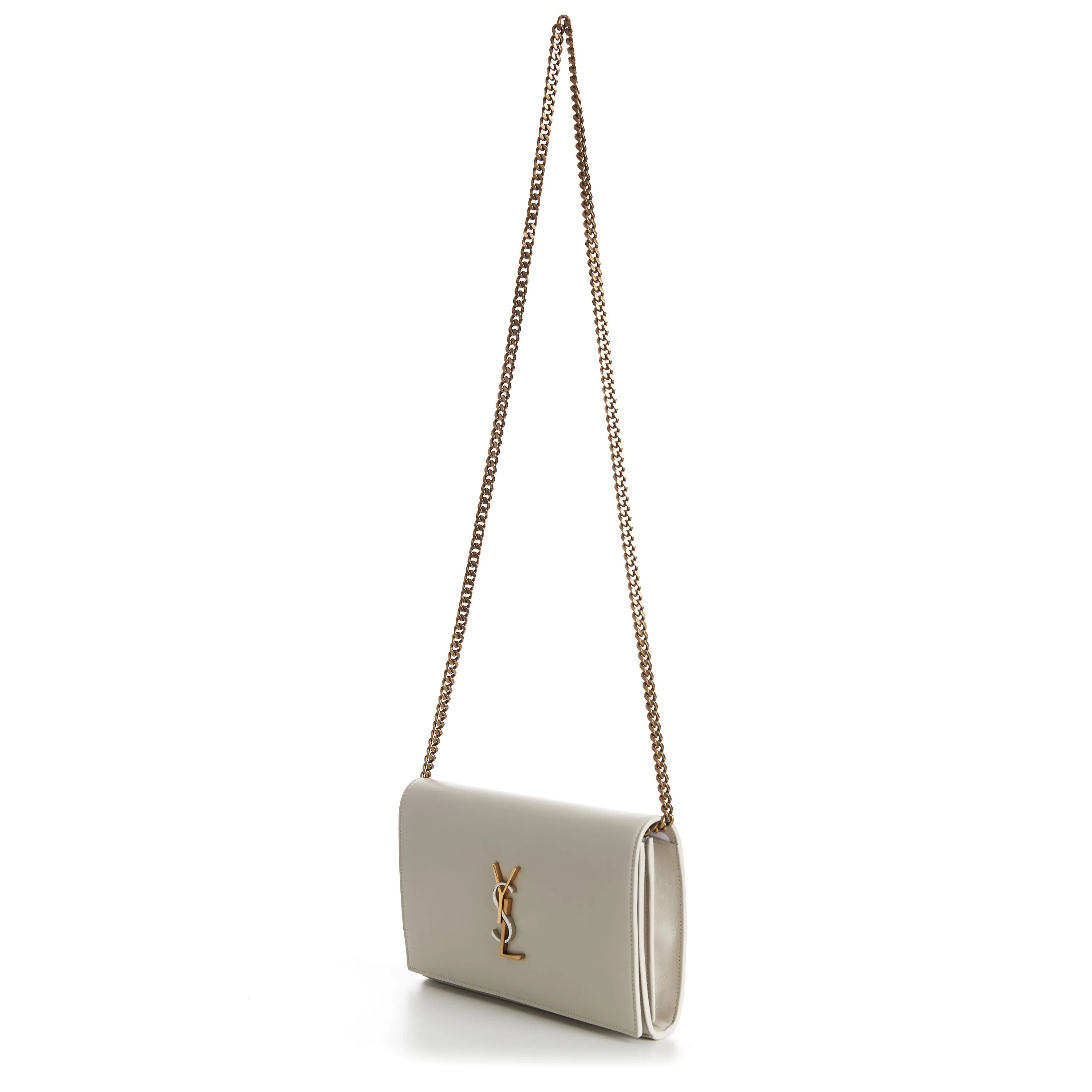 Cassandre Chain Wallet - Shiny Vintage Blanc Leather, YSL