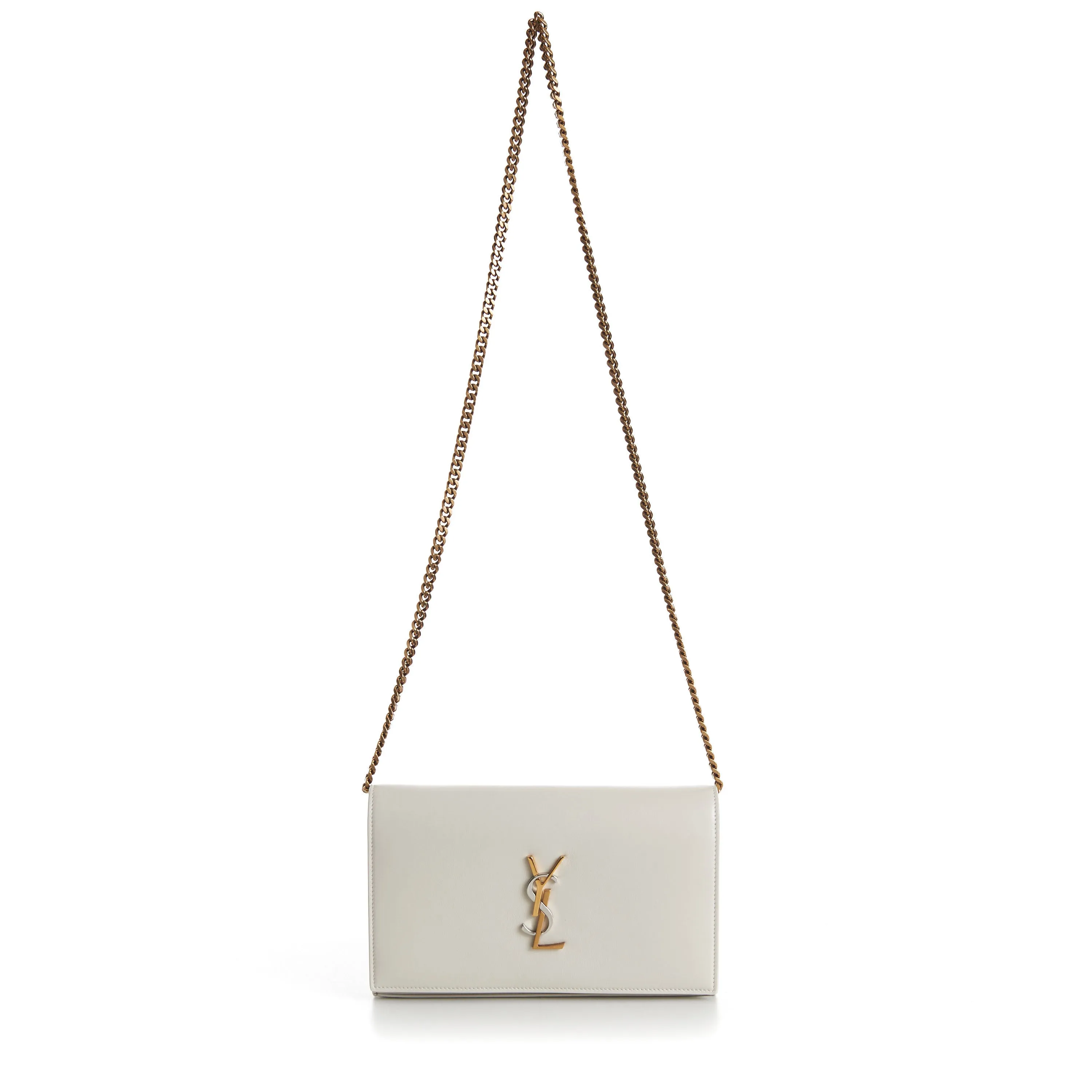 Cassandre Chain Wallet - Shiny Vintage Blanc Leather, YSL