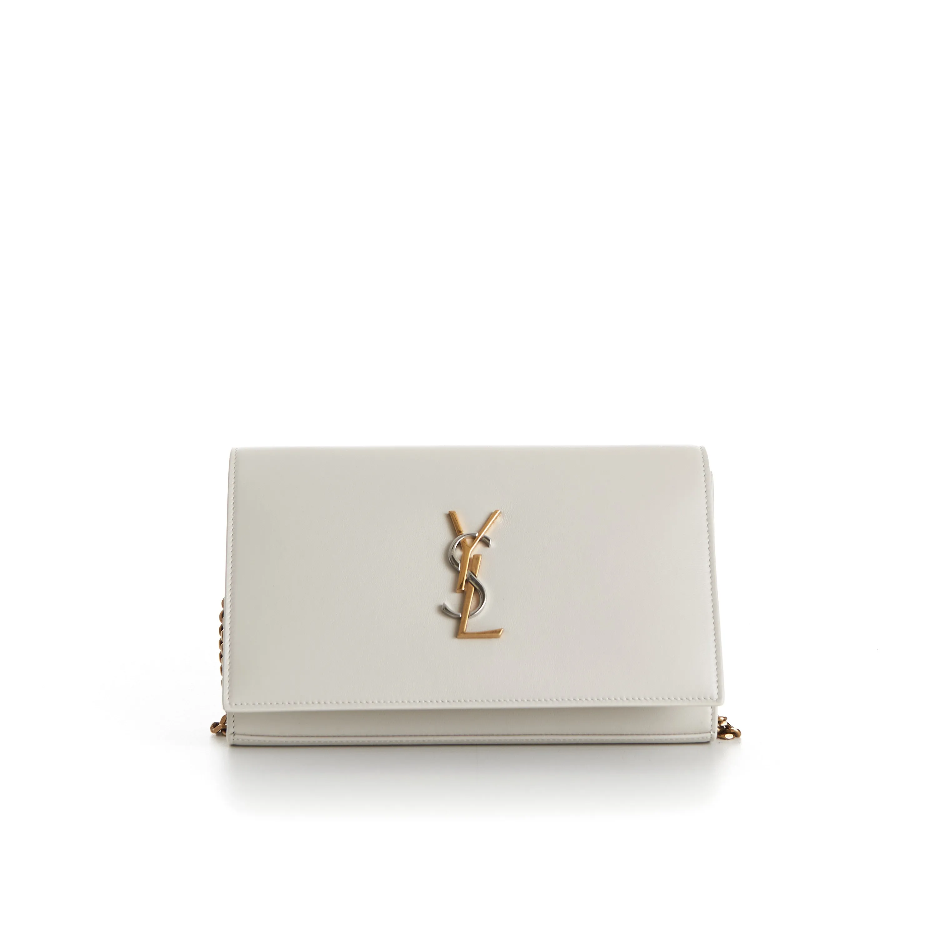 Cassandre Chain Wallet - Shiny Vintage Blanc Leather, YSL