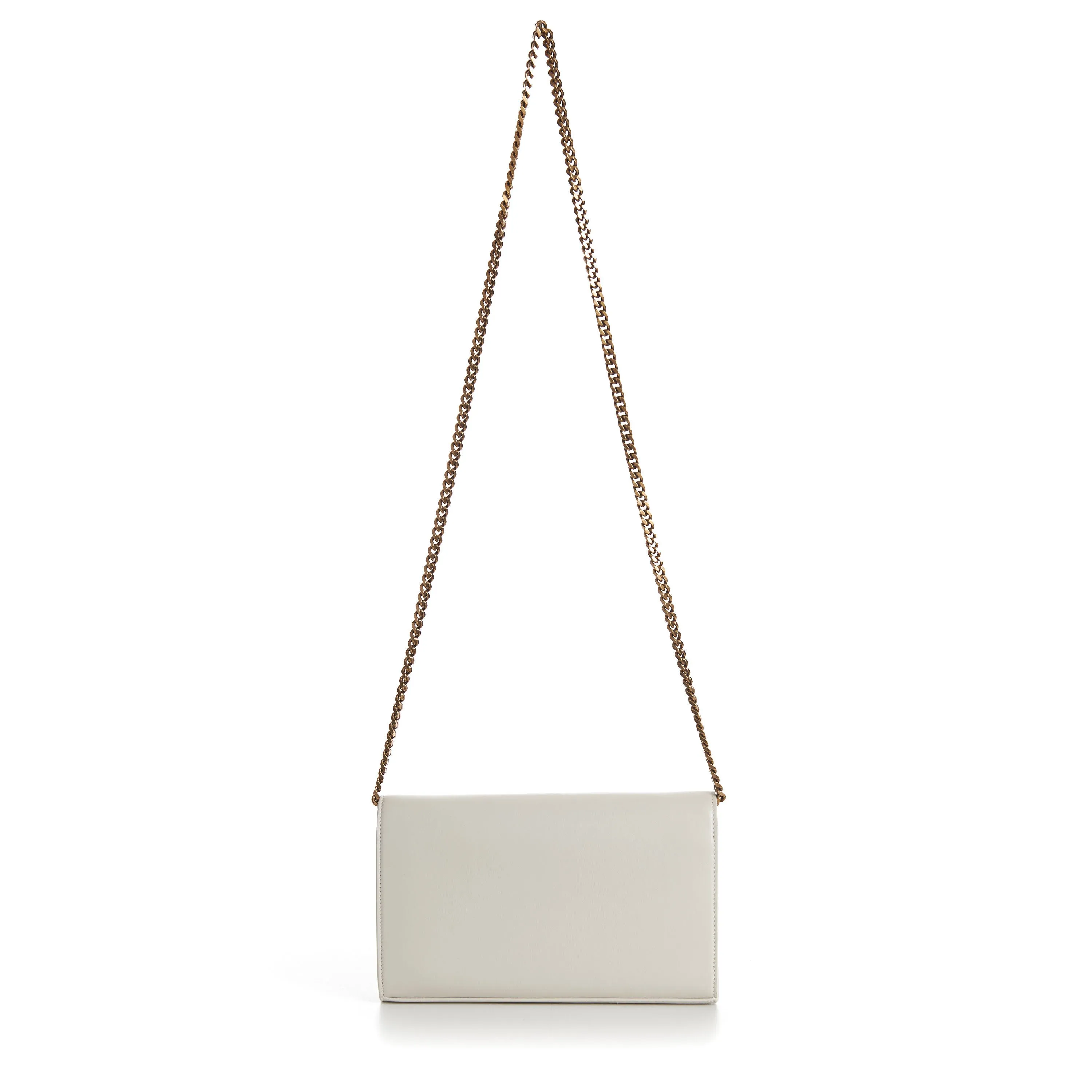 Cassandre Chain Wallet - Shiny Vintage Blanc Leather, YSL