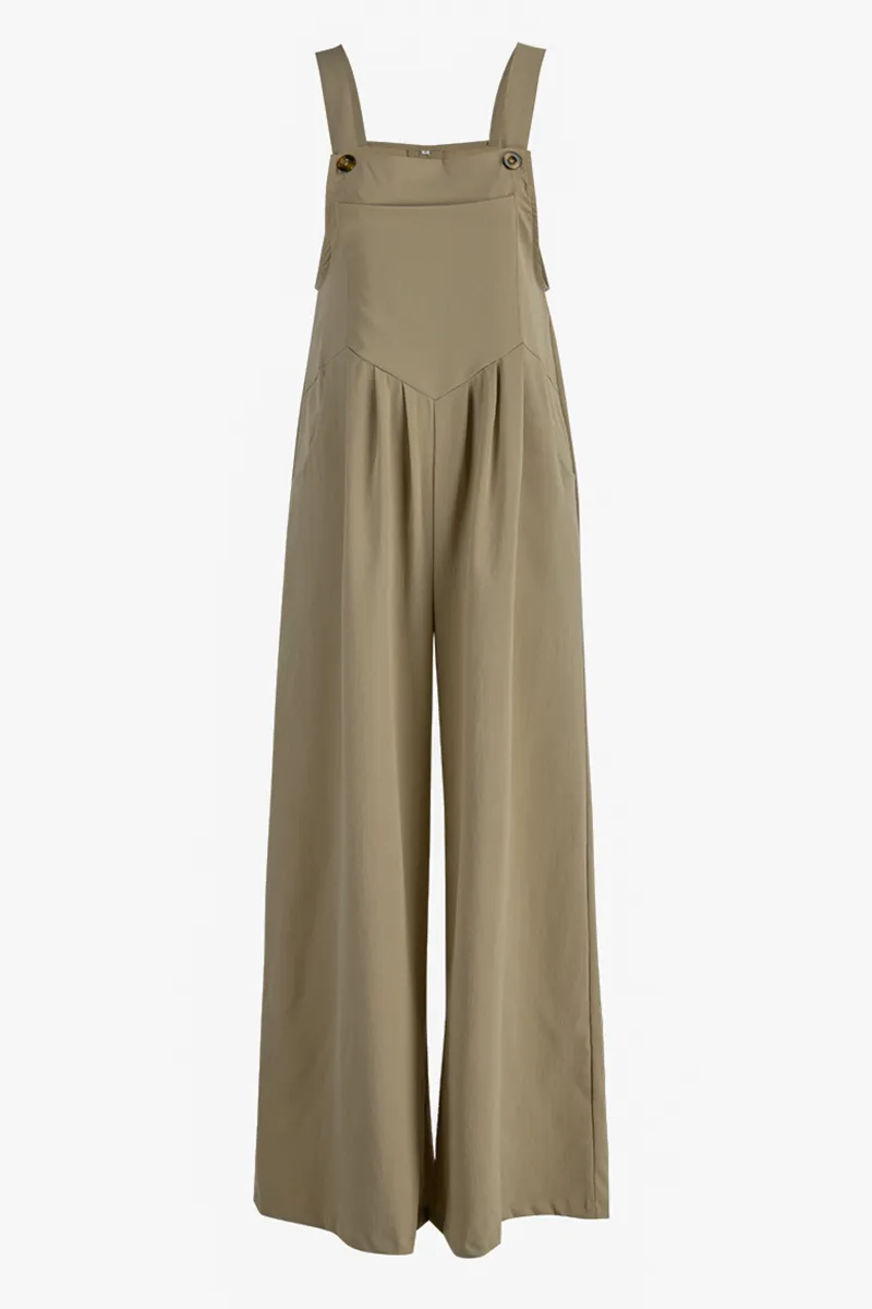 Casual Solid Square Neck Pocket Loose Jumpsuit(13 Colors)