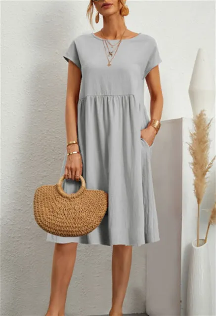 Casual Splicing Pocket Midi Dress
